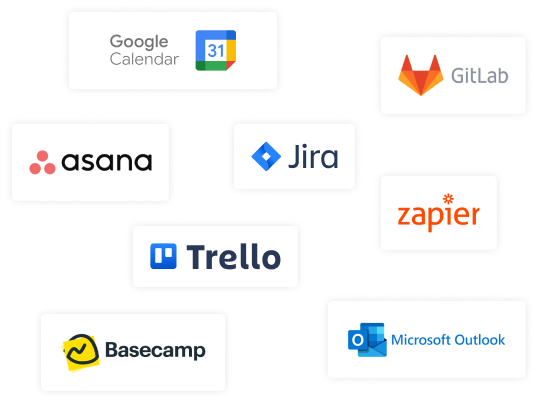 Logos of tools that DeskTime can be integrated with